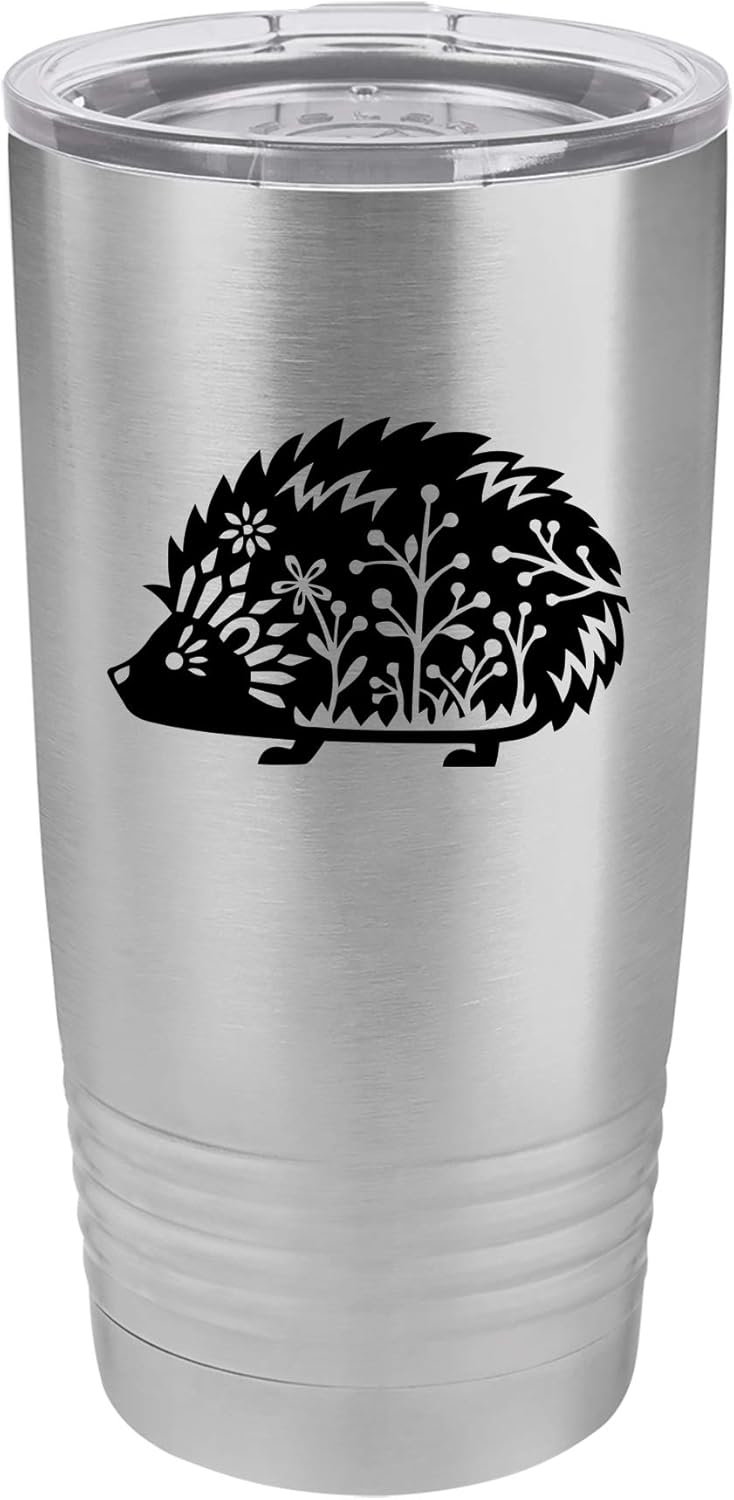 Tumbler Stainless Steel Vacuum Insulated Travel Mug Fancy Hedgehog (Hot-Pink, 20 oz)