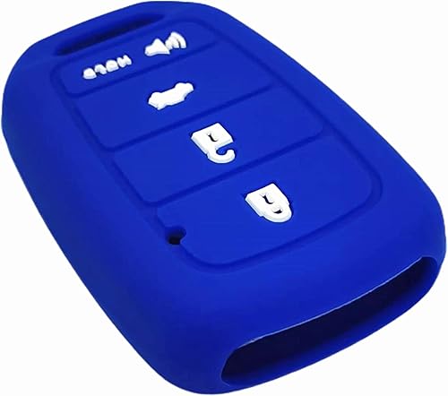 Miniatura 4 de Funda de goma de silicona para llavero compatible con Honda Accord CR-V Civic Crosstour Fit (solo compatible con llavero recto) (negro azul)