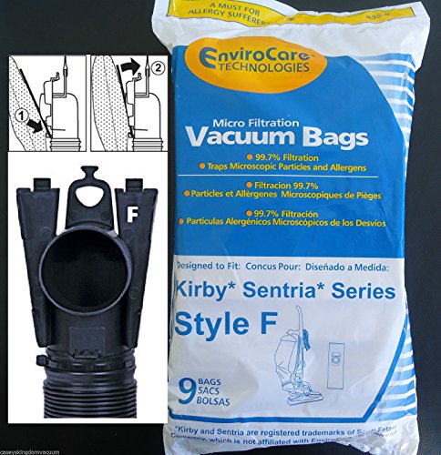 EnviroCare Replacement Micro Filtration Vacuum Cleaner Dust Kirby Sentria 9 Pack, 9 F Style Bags, White