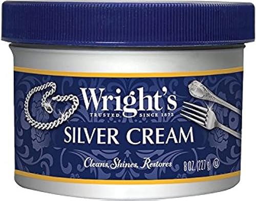 Crema Limpiadora y Pulimento para Plata Wright's - 8 Onzas - Sin Amoníaco - Limpia y Elimina Suavemente el Deslustre sin Rayar