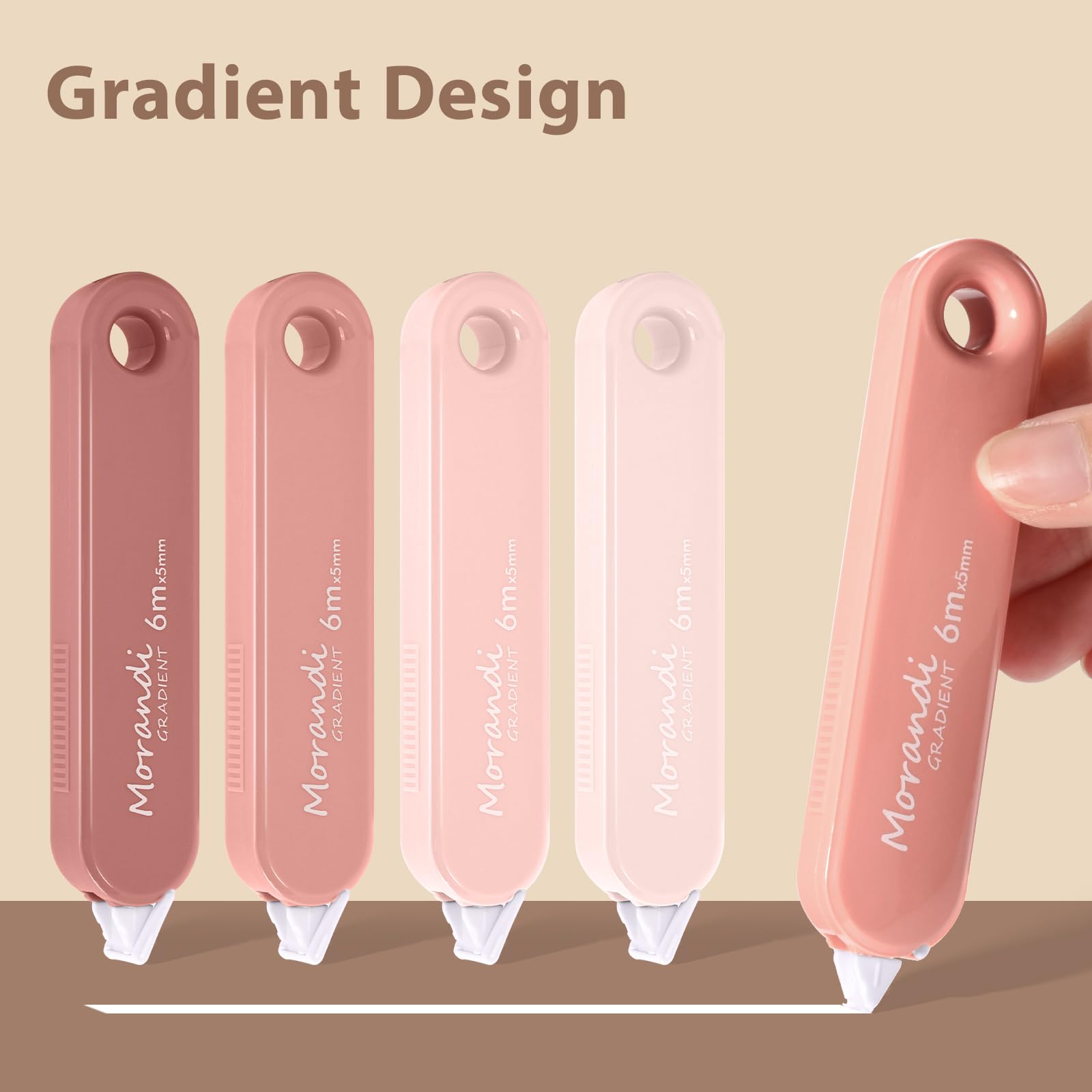 Valitner Lot de 5 rubans correcteurs esthétiques à séchage rapide, correction instantanée, faciles à utiliser pour fournitures scolaires et de bureau (rose)