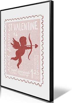 zphvaqd Angel Canvas Wall Art,Print Pink Cupid Pictures ,Lover Poster,Valentines Day Wall Decor for Bathroom Living Room 24 x 36 in Black Aluminum Frame