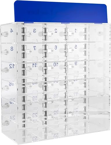 Miniatura 6 de Caja de casilleros para teléfono celular con cerraduras de puerta y llaves, armario de almacenamiento para teléfono celular, soporte transparente