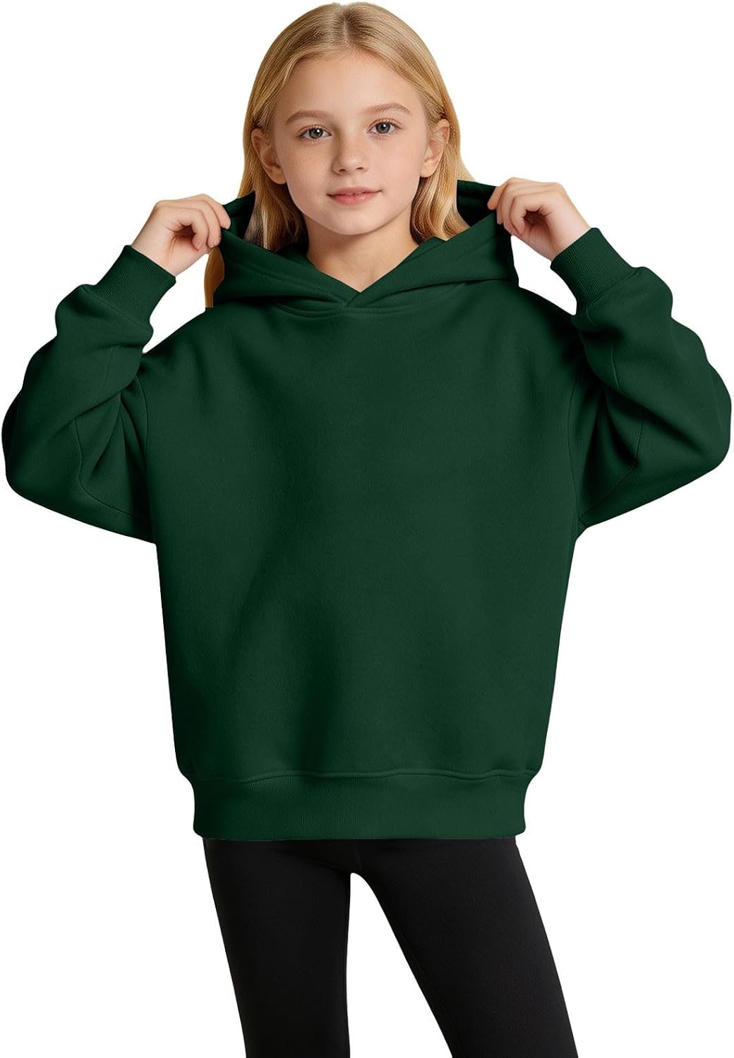 Girls Oversized Hoodie Fall Long Sleeve Soft Solid Preppy Hooded Sweatshirt | Casual Loose Solid Outdoor Athletic Pullover Tops Trendy Comfy Basic Sports Clothes