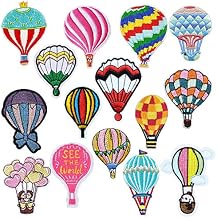 Woohome 15 PCS Iron On Patches Hot Air Balloon Sewing Repair Patches Jeans Patch Iron on Inside for Clothing Jeans and DIY Repair