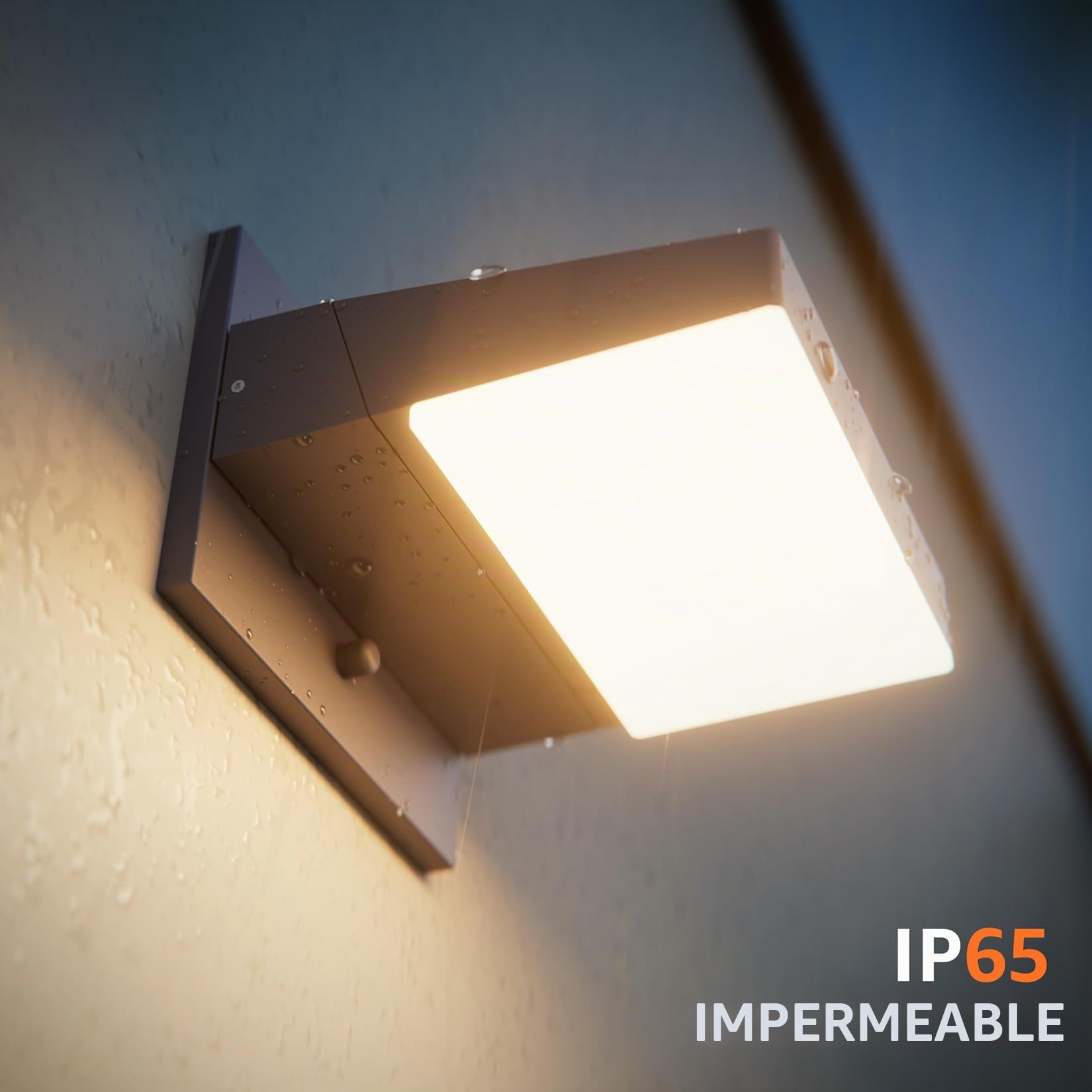 Aipsun 24W LED Lámpara de Pared Interior/Exterior,2PCS Aplique de Pared con panel LED giratorio, Apliques IP65 impermeable, Lámparas de Pared Blanco cálido 3000K,Antracita