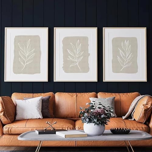 LTjiajuypd Gallery Wall Art Botanical Leaf Line Poster Neutral Wall Decor Modern Beige Print Canvas Paintings for Room Decor(60x85cm-3Pcs)