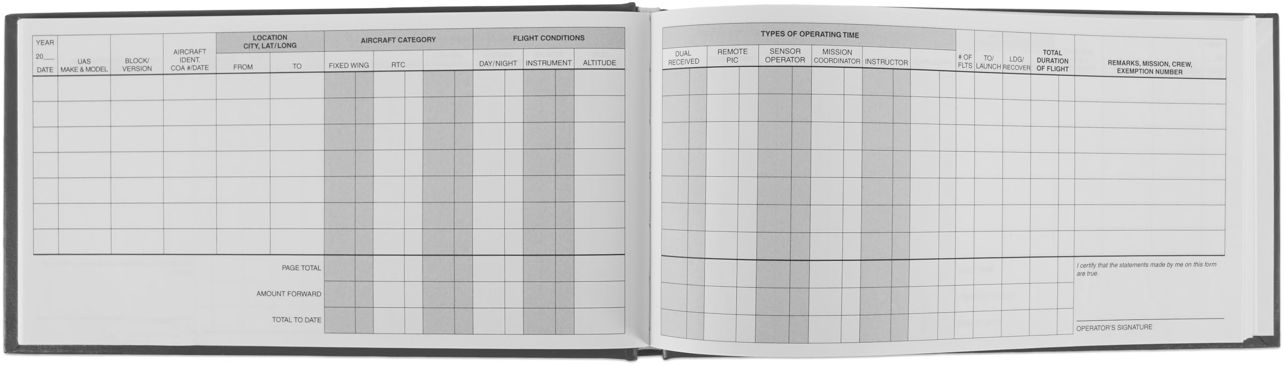 The Standard UAS Operator Logbook: ASA-SP-UAS1 (Standard Pilot Logbooks) — Amazon image 3