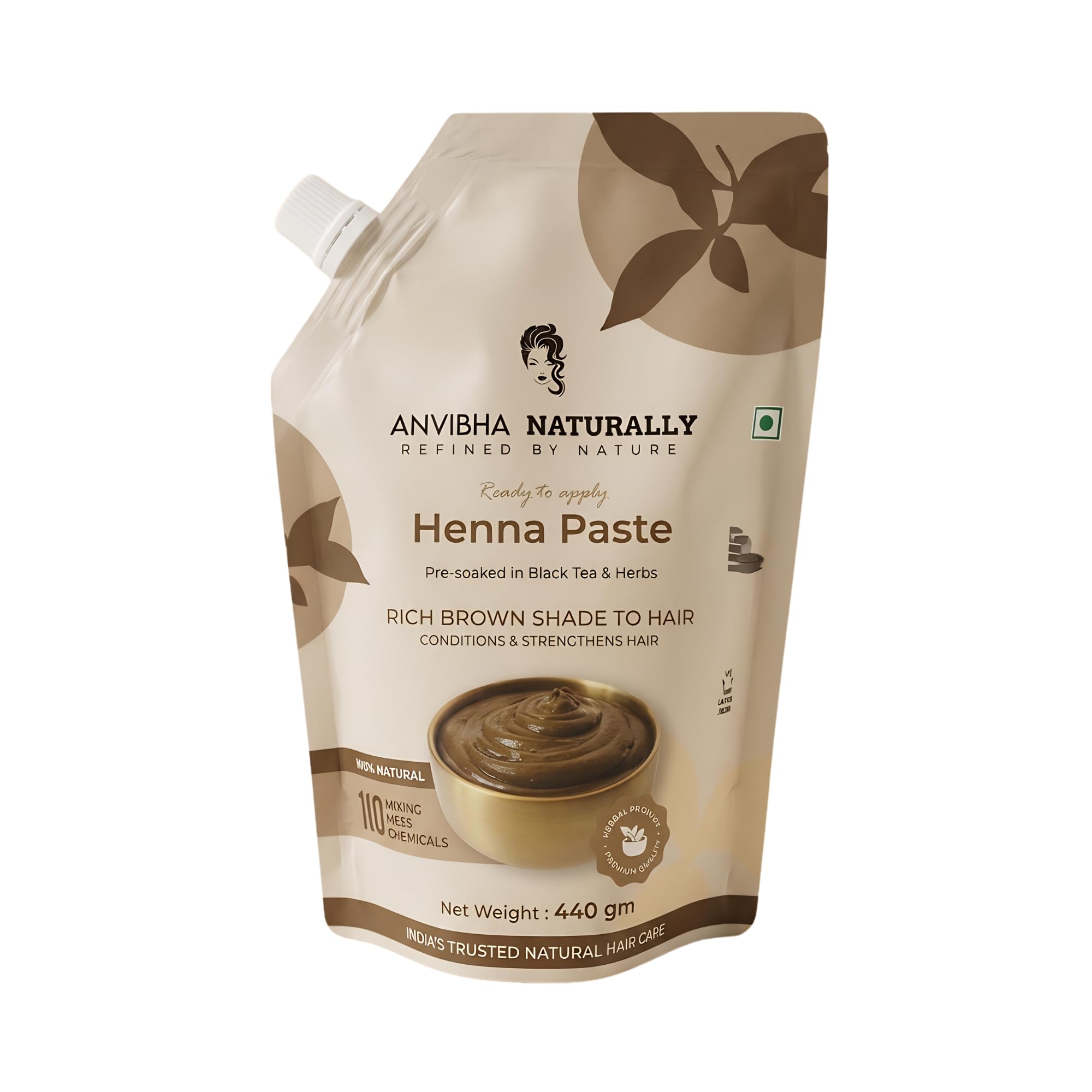 Fresh Ready to Apply Henna Paste for Hair | Brown Color | Pre-Soaked in Tea Water | 100% Natural, No Ammonia, No PPD | Long Lasting Hair Colour | 440g-picture-20