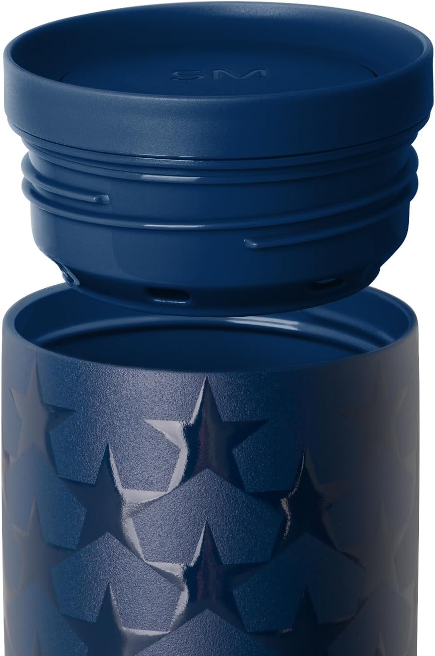 Simple Modern 4th of July Signature Voyager | 16oz Travel Coffee Mug Tumbler with 360° Lid | Gifts for Women Men | Ceramic-Lined Insulated Stainless Steel Cold Brew Iced Coffee Cup | Stars Navy - Image 4