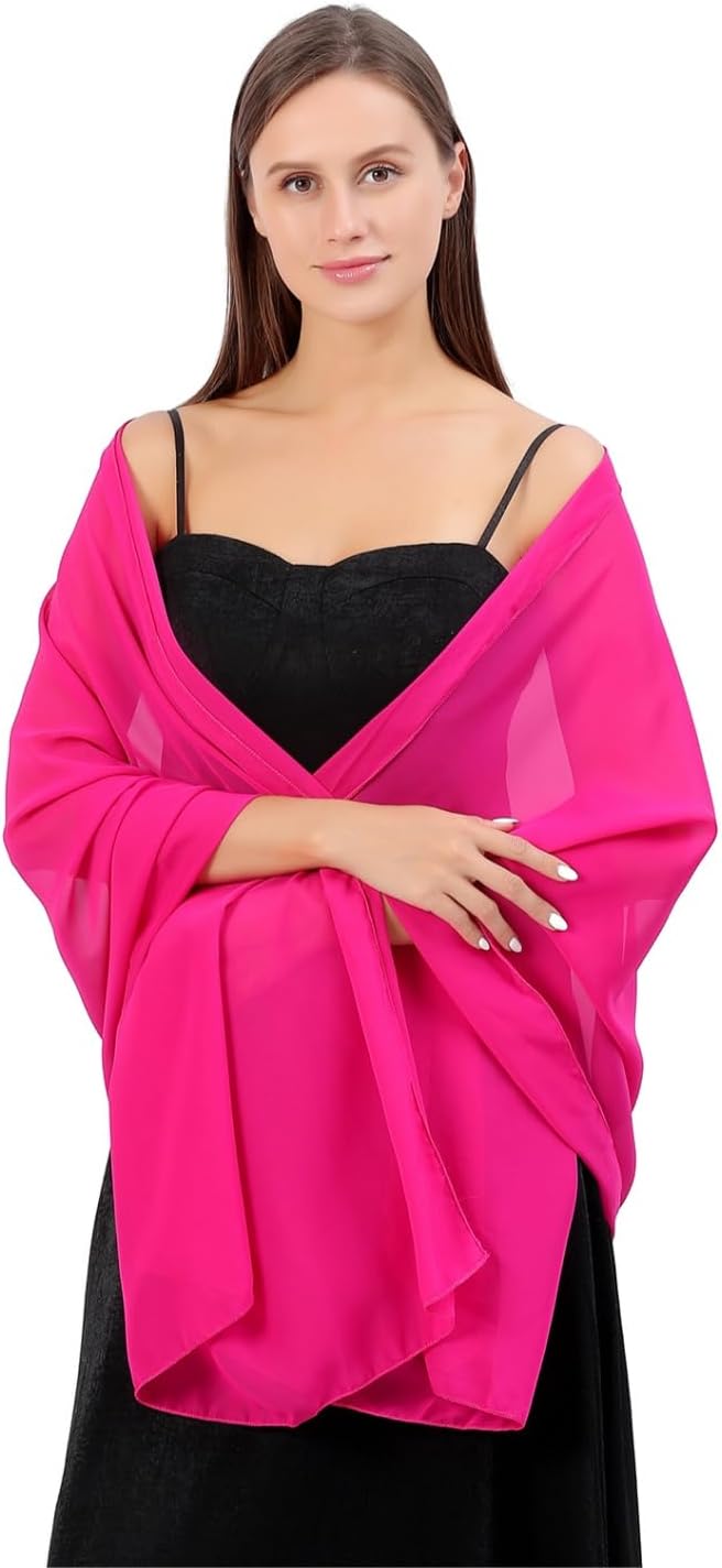 OurLore Women's Chiffon Scarf Shawls Wraps for Evening Dress Soft Elegant Pashmina Wedding Bridal Scarves
