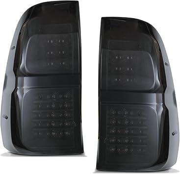 Predator4x4 Dynamic Rear LED Smoked Black Tail lights Compatible with Toyota Hilux MK8 Revo 2015-2019 Tinted Dark Taillight Assembly Pair Replacement Kit Set