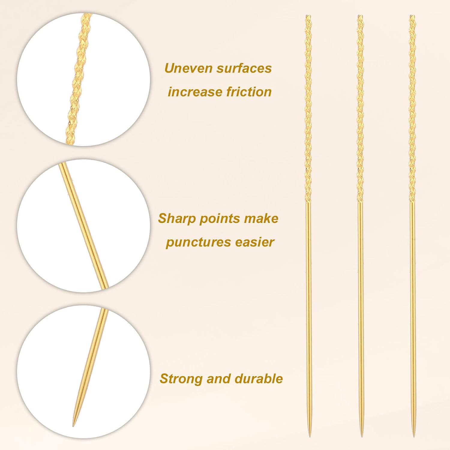 15pcs Snag Repair Tool, Knitting Needles with Wooden Barrel (Gold)