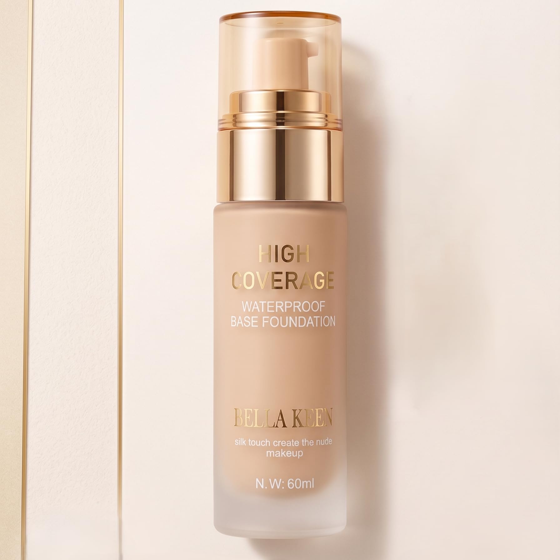 Bella Keen High Coverage Waterproof Base Foundation, 60ml | Silk Touch Finish, Nude Makeup Look, Pump Dispenser, Long-Lasting Wear, Liquid Formula-image-15