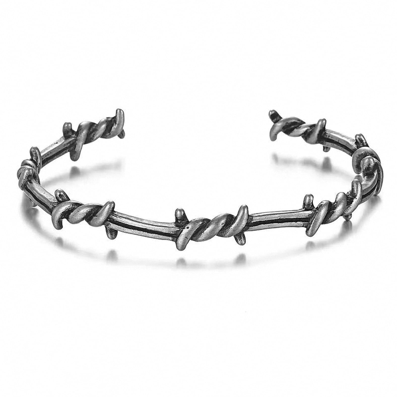 tqyzkh Cuff Bracelets for Men Women Gifts Barbed Wire Bracelet Bangle Thorn Line Geometric Twisted Titanium Steel Open