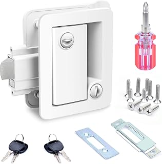 Upgraded RV Door Locks with Paddle Deadbolt, RV Door Latch with Keys Fit for Camper Horse Trailer Cargo Hauler Door Latch Handle Replacement (1 Pack)