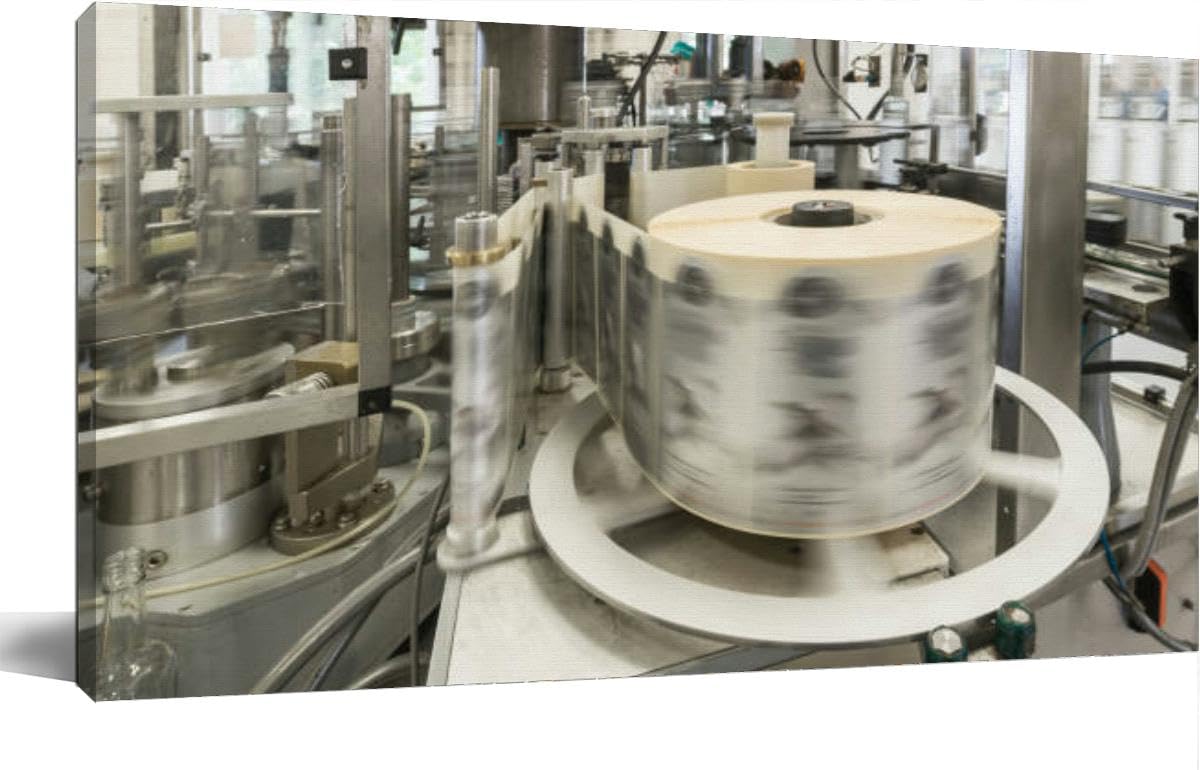 Bathroom Wall Art Decor for Bedroom Living Room Small Canvas Wall Art Framed Automatic labeling machine during operation Prints Artwork Painting Pictures Kitchen Office