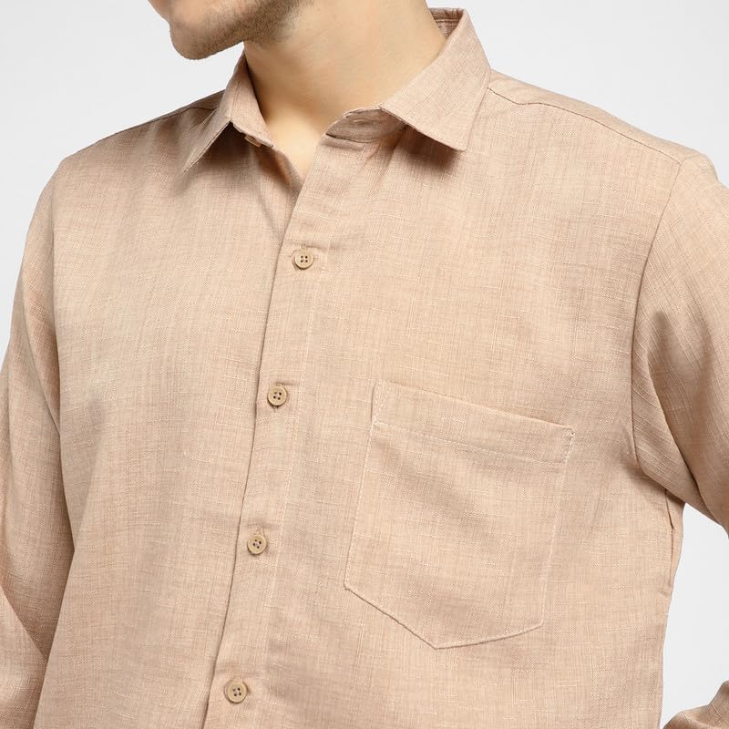 Image of CAHOOT Men's Shacket for Casual Wear | Spread Collar | Long Sleeve | Button Closure | Overshirt /Shacket Crafted with Comfort Fit for Everyday Wear