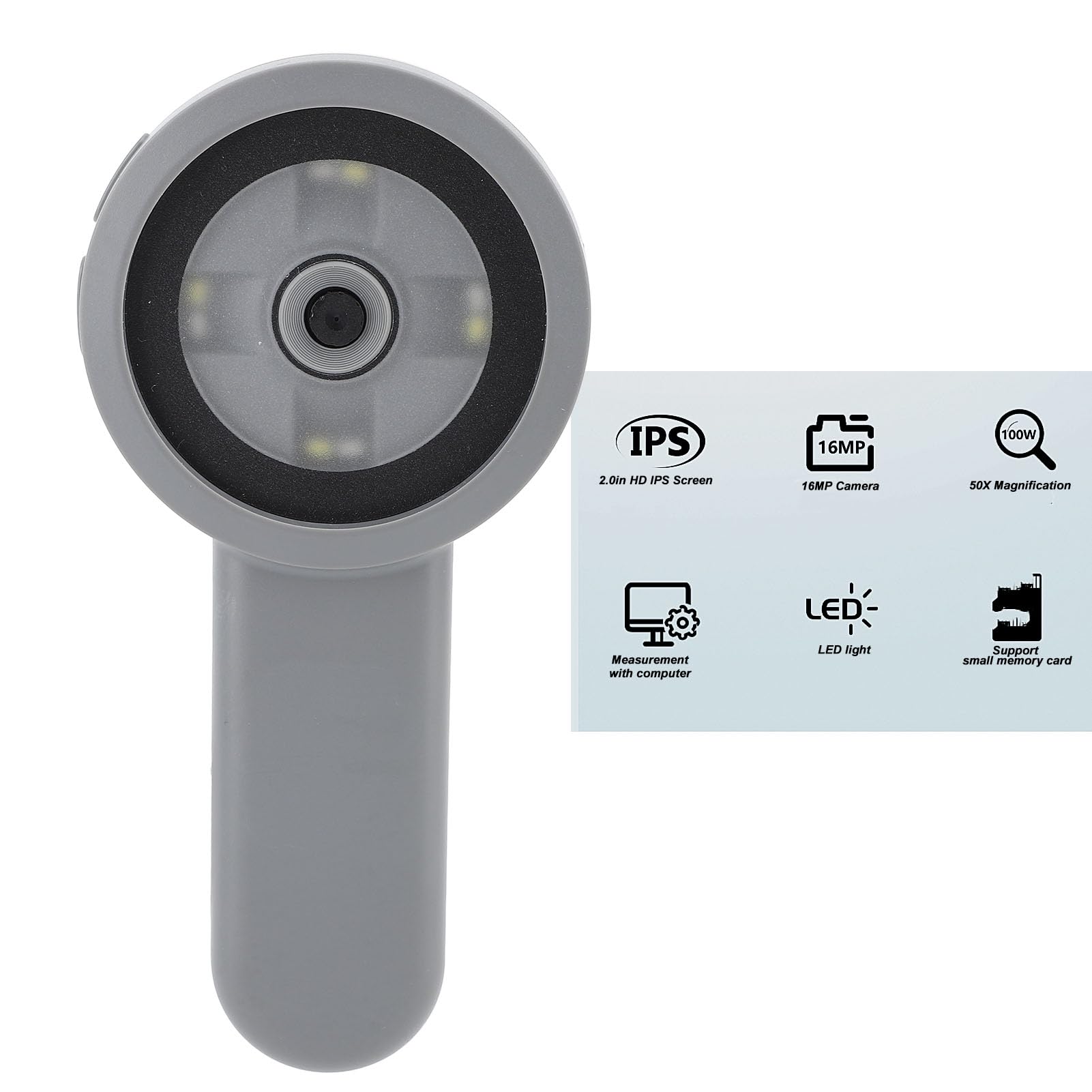 Digitale Vergrootglas 50X, 2 Inch IPS-scherm 16 MP Camera met USB