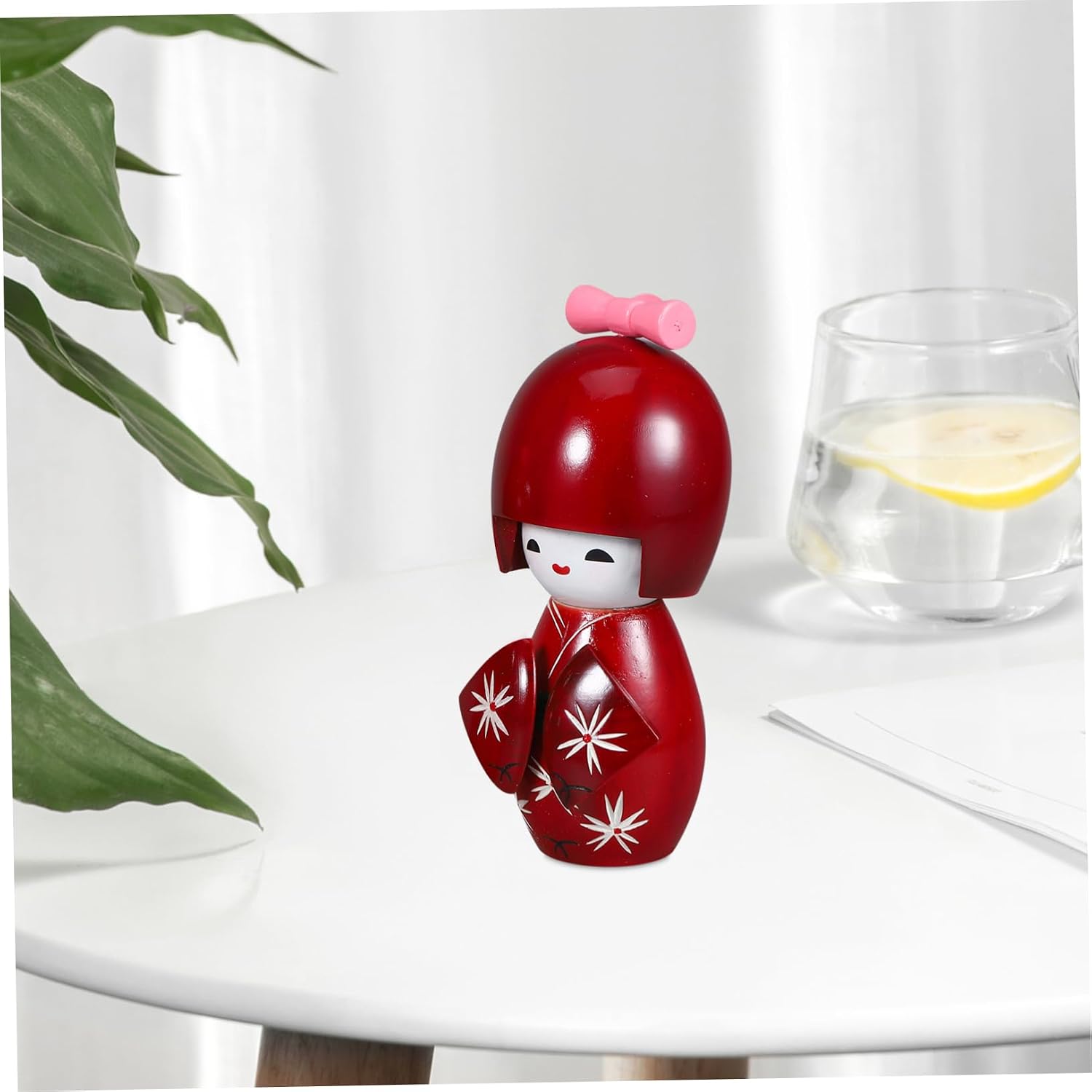 3Pcs Japanese Traditional Kimono Doll Wood Craft Figurines Desktop Ornament Home Decor Collectible Figurines with Bright Painted Colors and Stable Flat Base for Indoor Display