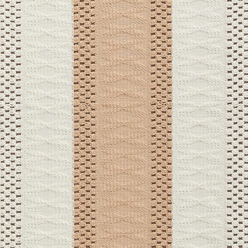 Image of ZeeMart Macrame Style Bicolor Stitching Table Runner, 14 x 48 Inch Beige /Ivory, Boho Light Tan Table Runners 48 Inches Long, Farmhouse Woven Home Decor