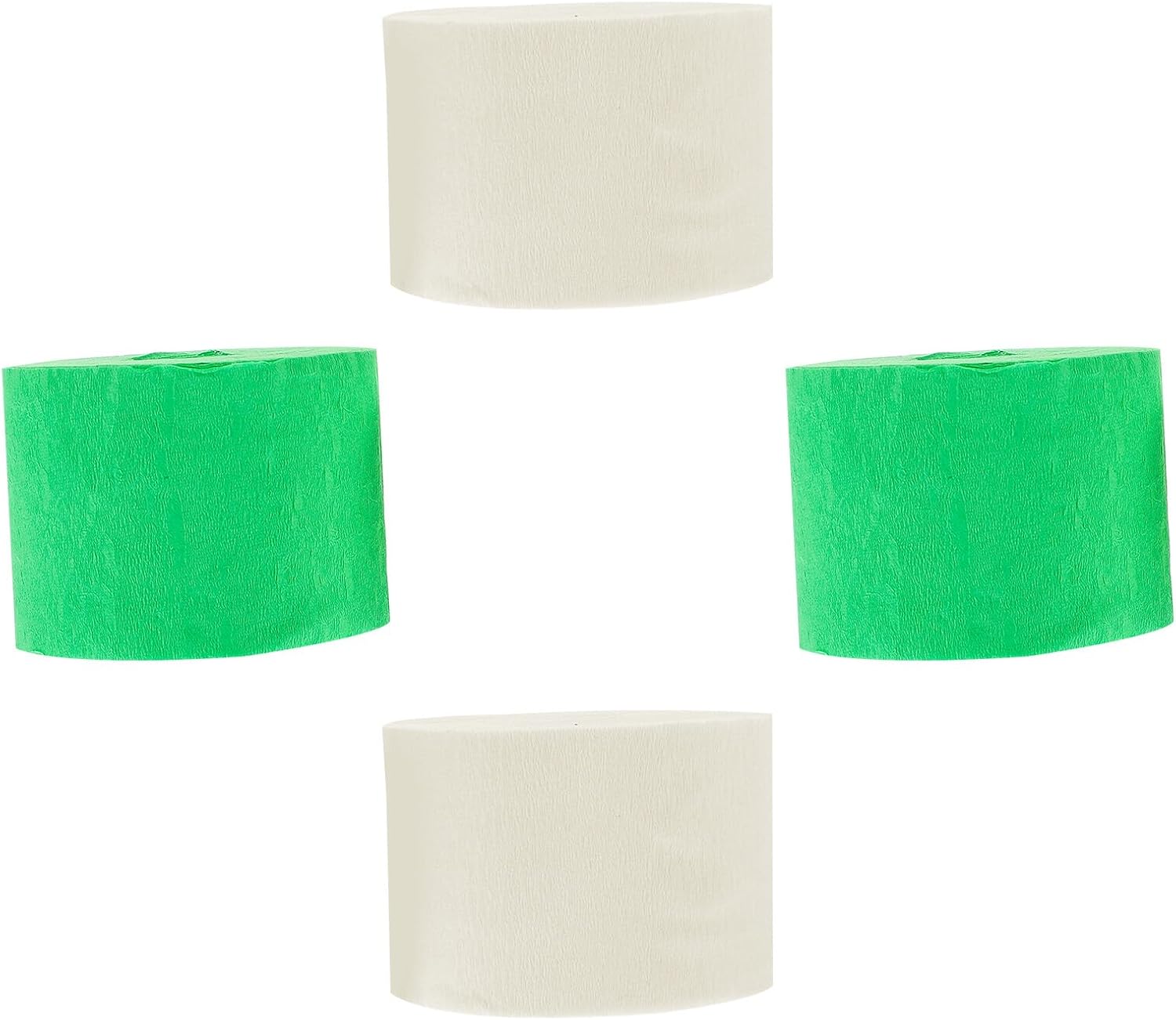 PRETYZOOM Crepe Paper Streamers 4 Rolls Party Supplies Birthday Decorations, Milk White and Grass Green, DIY Decorative Ribbon for Wedding, Festival, and Gathering Accessories