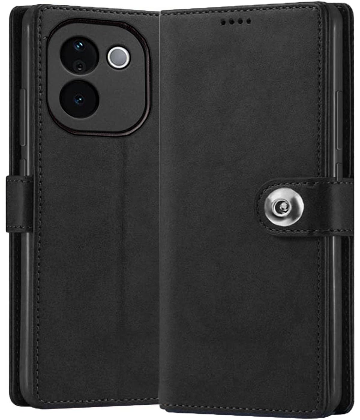 SHINESTAR Ultimate Leather Finish Flip Back Cover for iQOO Z9s Pro 5G / vivo T3 Pro 5G | Inside TPU & Inbuilt Stand| Stylish Button Magnetic Closure - Black (B0DG76PYTW) Amazon Price History, Amazon Price Tracker