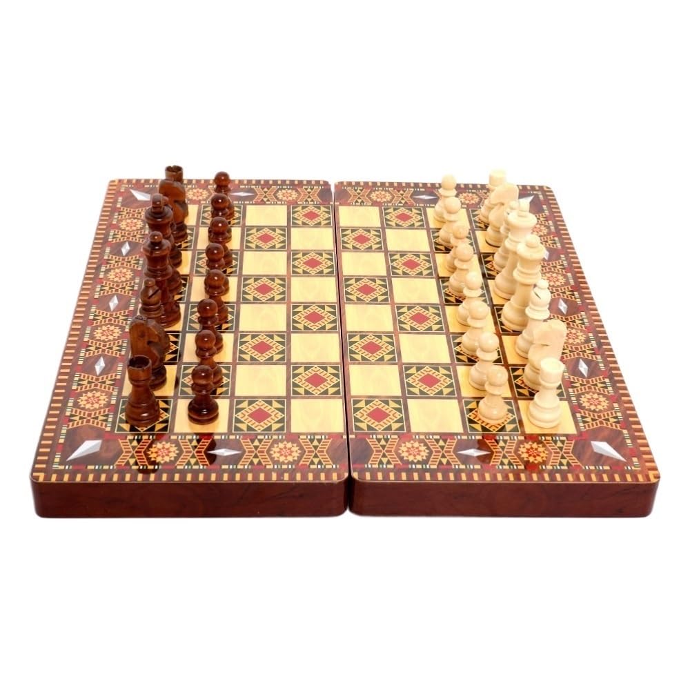 ajedrez magnetico Juego de ajedrez Plegable Premium, Entretenimiento Intelectual, portátil, 3 en 1, Damas de Lujo, Regalo(Brown3)