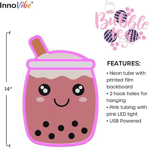 Miniatura 8 de Cartel de pared de neón con diseño de té de burbujas, bonita luz LED de bebida, decoración de pared, perfecto para regalo de vacaciones y
