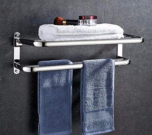Porte-serviettes en acier inoxydable étagère murale robuste de rangement pour bain