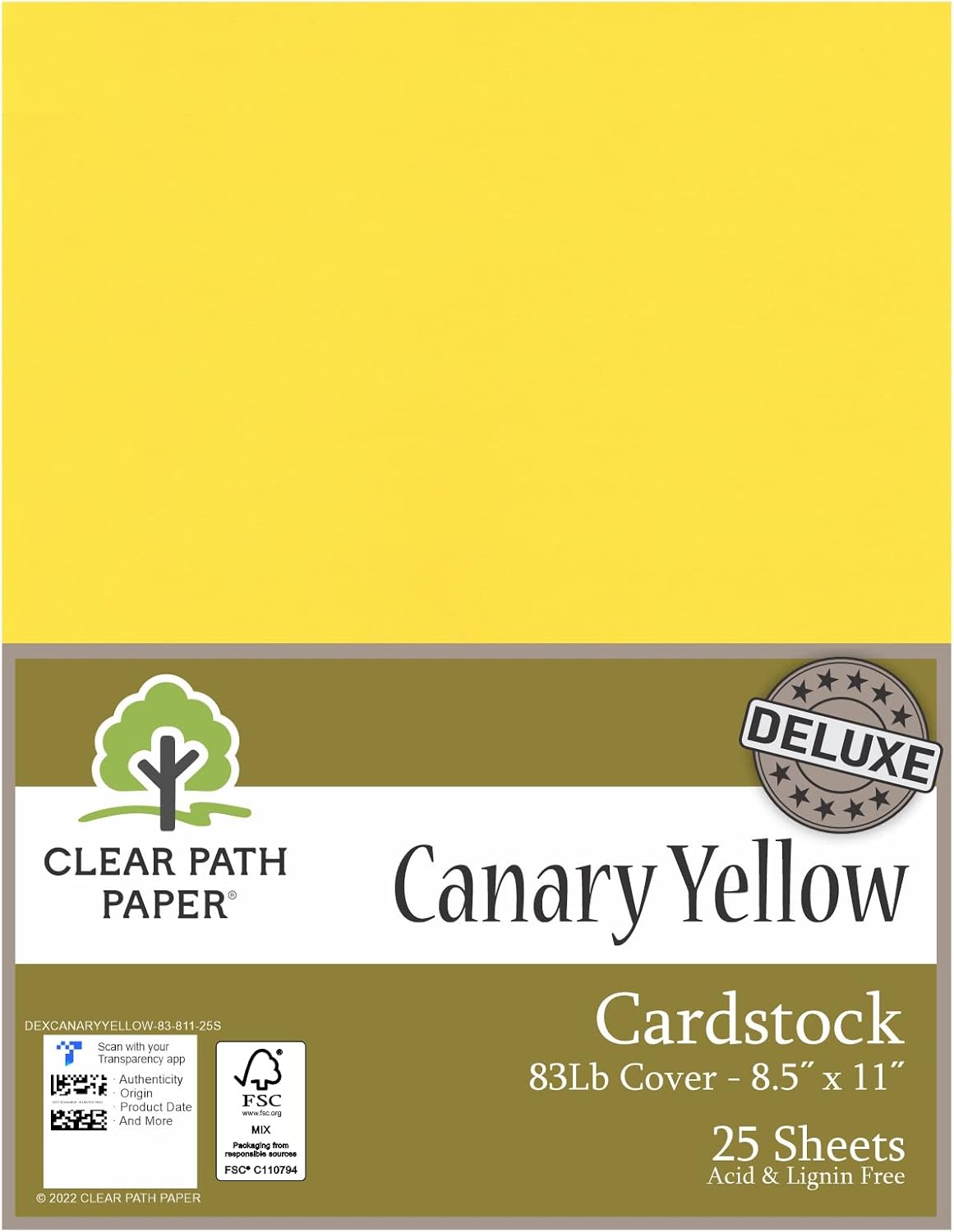 Deluxe Canary Yellow Cardstock 8.5 x 11 inch 83Lb