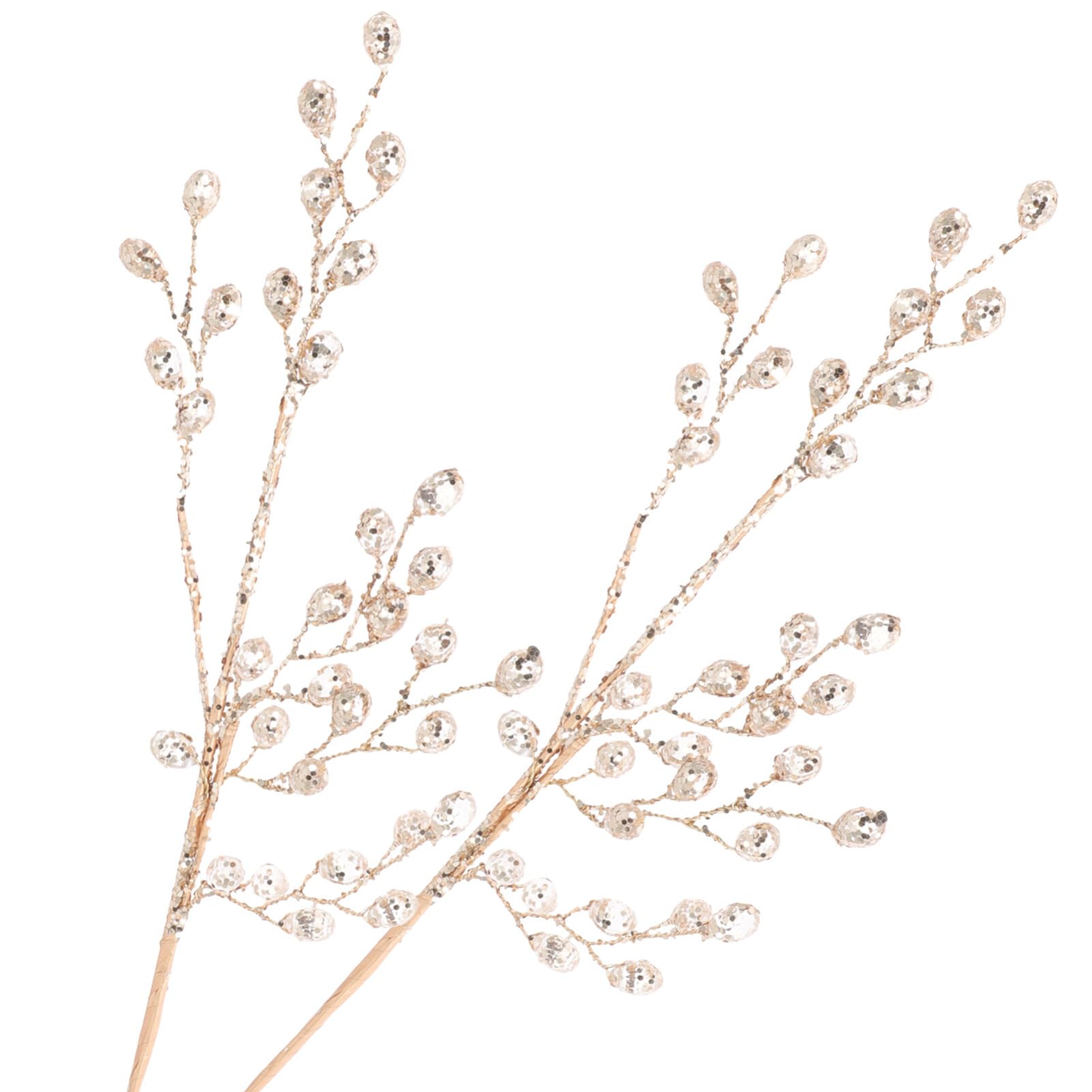 ABOOFAN 2pcs Christmas Decorations Simulation Acrylic Stems for Vase Decor Artificial Berry Fake Xmas Branches for Party Fake Picks Xmas Acrylic Stems Christmas Acrylic Beads Picks