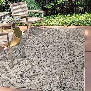 JONATHAN Y SMB105D-8 Estrella Bohemian Medallion Textured Weave Indoor/Outdoor Black/Gray 8 ft. x 10 ft. Area-Rug, Coastal,Easy-Cleaning,HighTraffic,LivingRoom,Backyard, Non Shedding JONATHAN Y SMB105D 8 Estrella Bohemian Medallion Textured Weave IndoorOutdoor BlackGray 8 ft x 10 ft Area Rug CoastalEasy CleaningHighTrafficLivingRoomBackyard Non Shedding