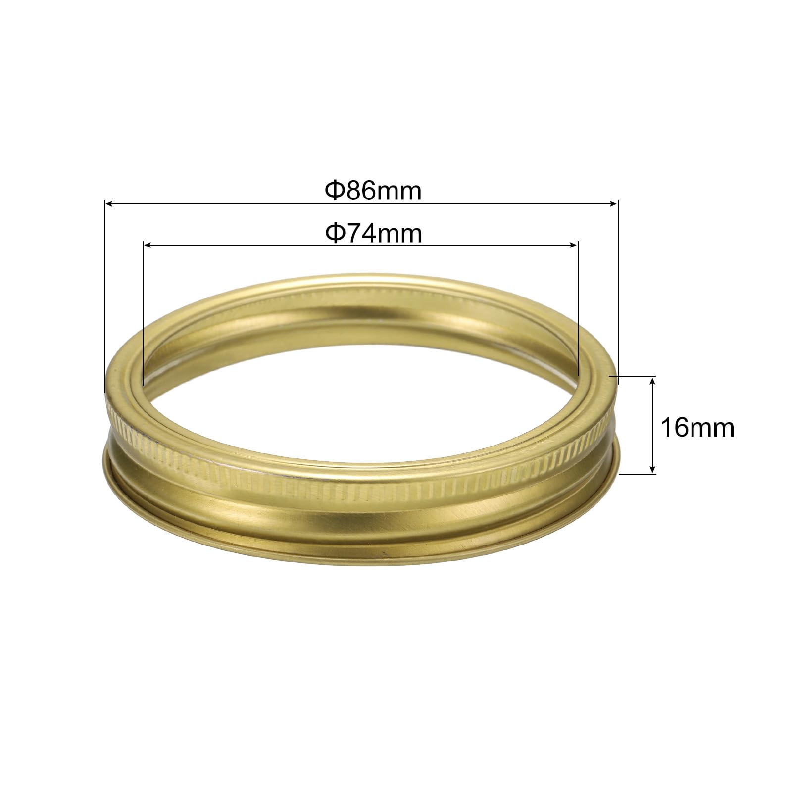 Sourcing Map 24 Coperchi In Ferro Oro Per Barattoli Vetro Bocca Normale (70mm) Con Anelli Di Tenuta In Silicone