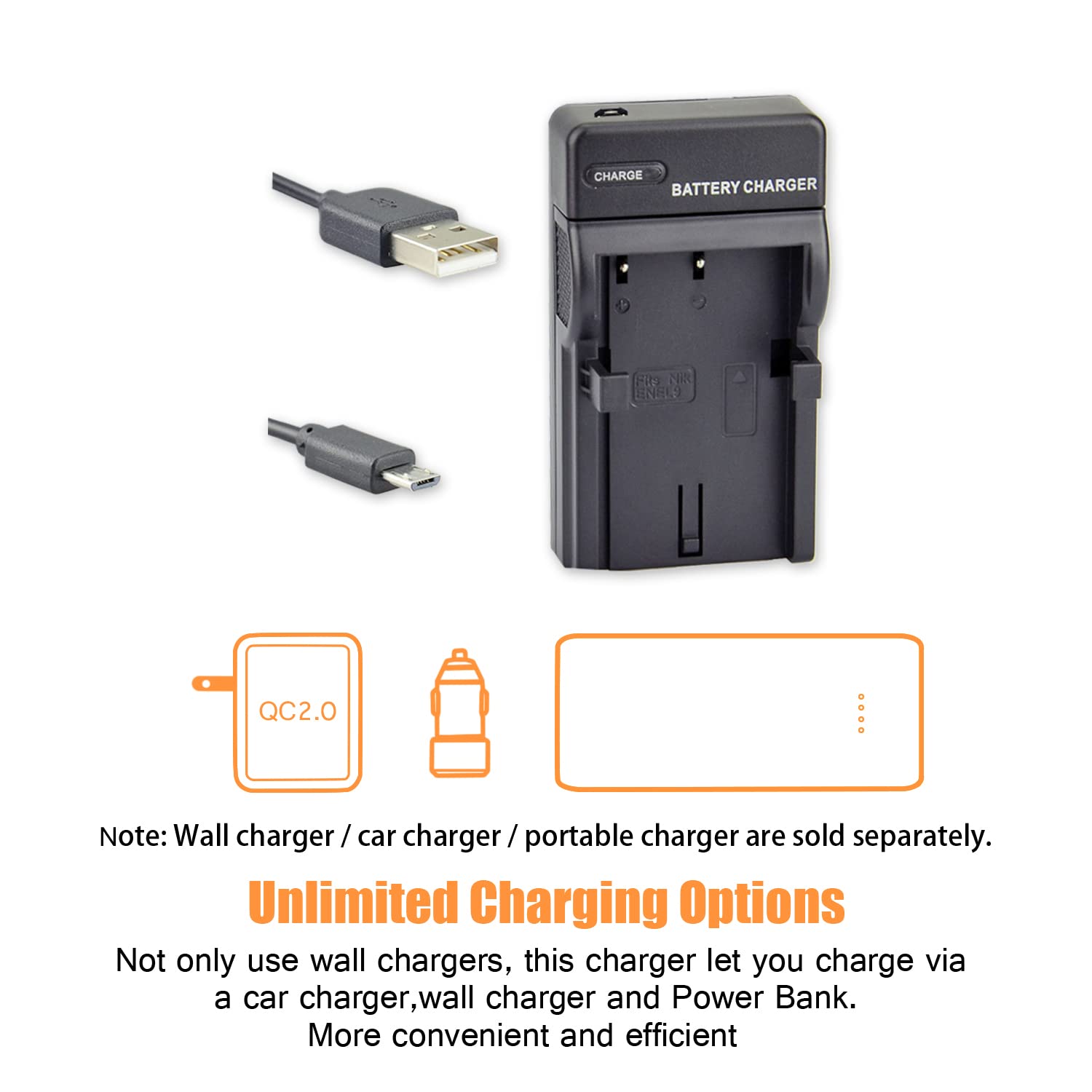 DSTE en-EL9 Li-ION Batterie (2-Pack) et Chargeur USB Compatible pour Nikon D40 D40x D60 D3000 D5000