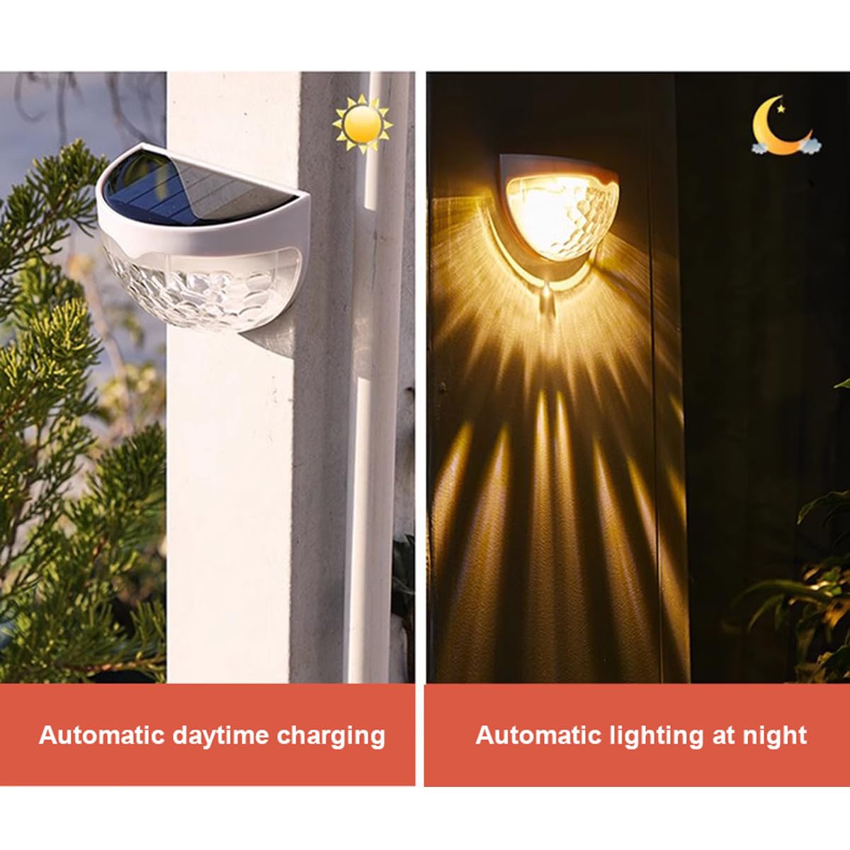 KINGGOO Solar Fence Lights, Outdoor Garden Decorative LED Wall Lights, Waterproof, Solar Powered for Wall Garden, Patio - Image 3