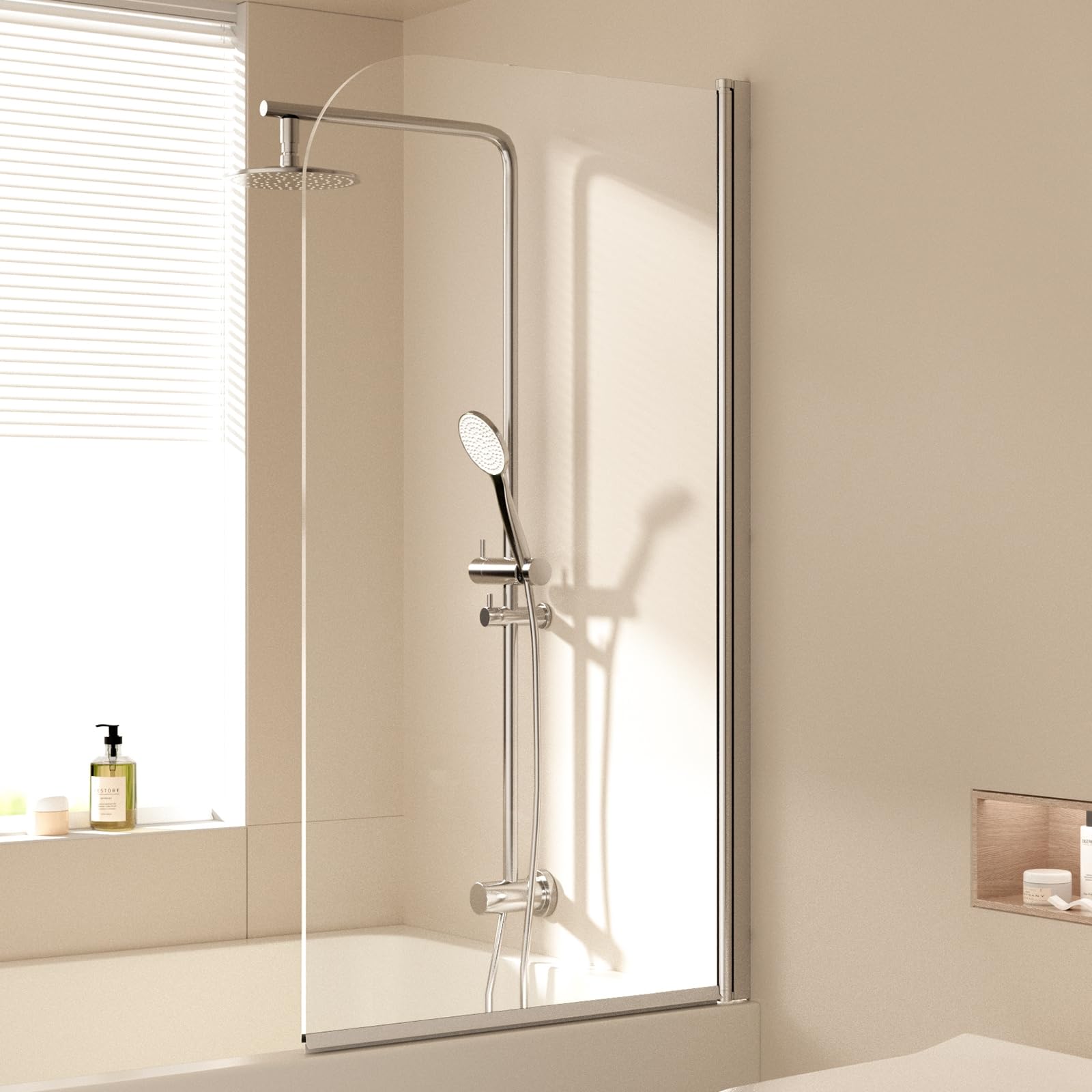 EMKE Paroi de douche pour baignoire 70 x 140 cm - Pliable - Pour baignoire, paroi de douche pliable - Verre de sécurité 6 mm
