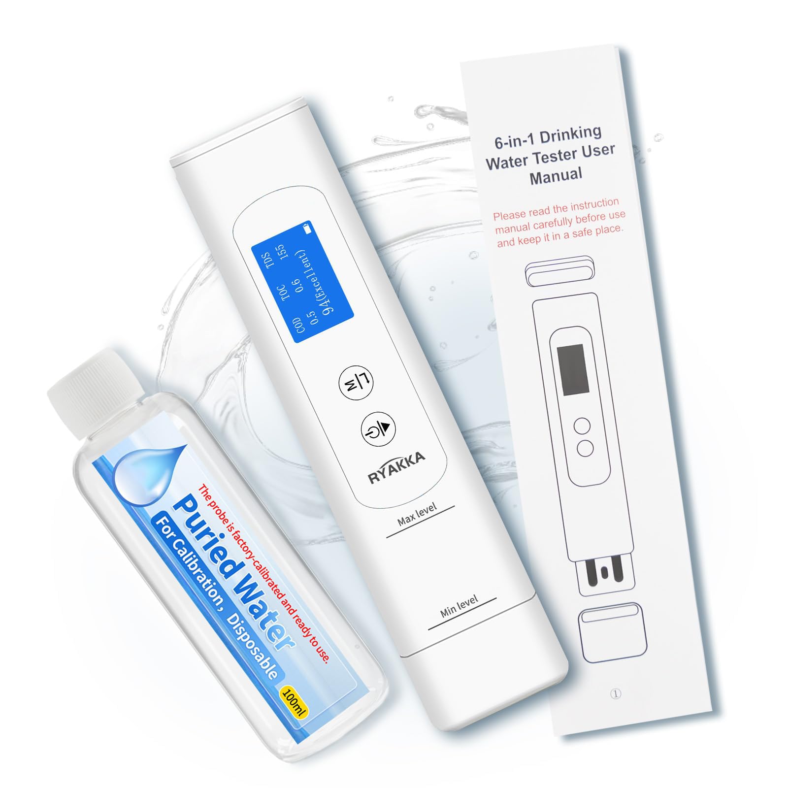 Tester wody pitnej 6 w 1 z inteligentną oceną | TOC, COD, TDS, UV275, EC i temperatura | wykrywa bakterie i pozostałości pestycydów | idealny dla rodzin lub na kemping