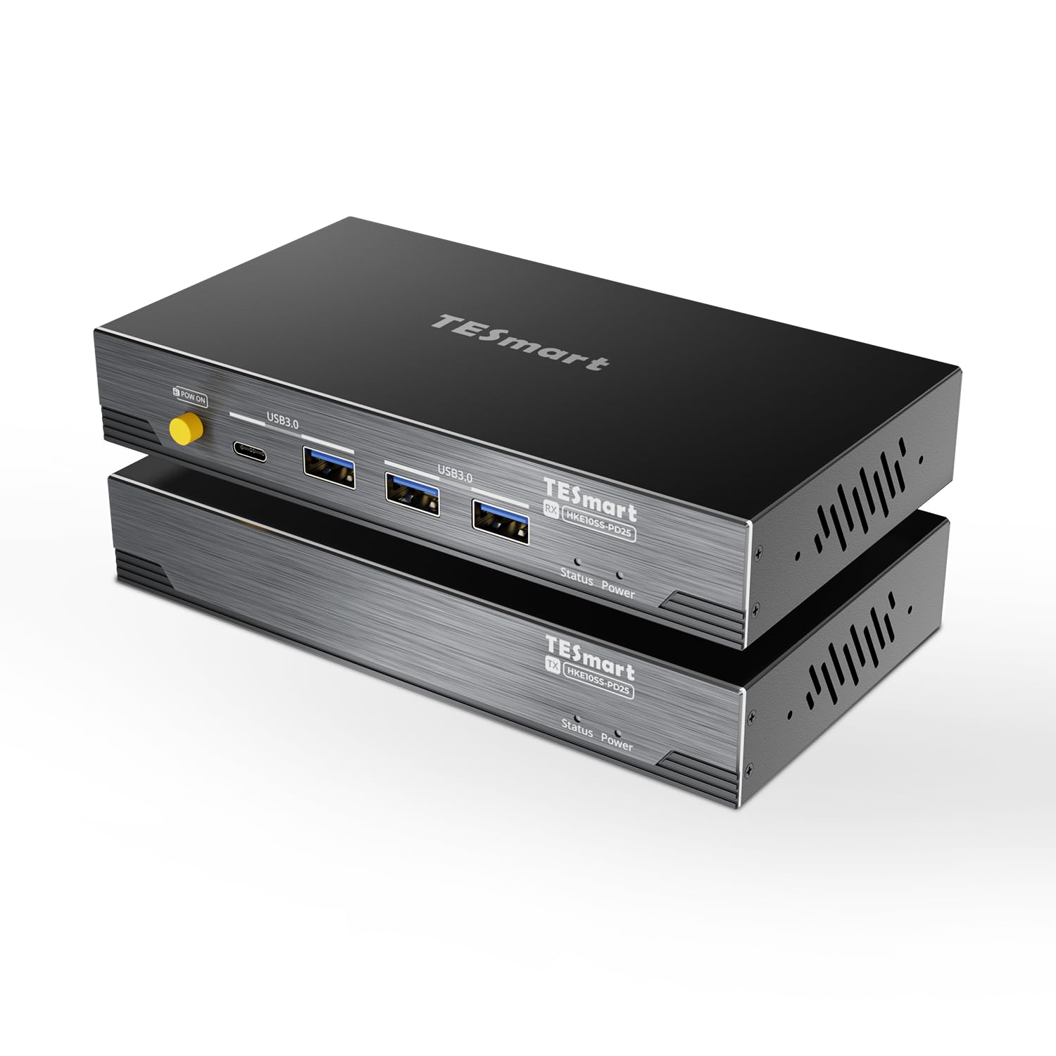TESmart Extendeur KVM HDMI 4K@60Hz double écran sur câble CAT6/7 de 100 m – Compatible avec le contrôle clavier et souris, USB 3.0, EDID, transmission RGB sans perte et audio bidirectionnelle, IR
