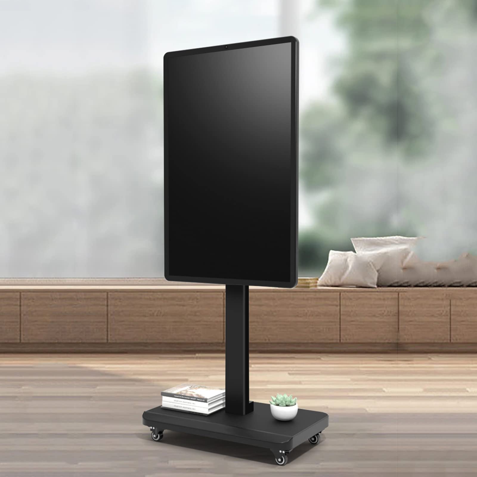 OLSKFUH Mobile Tv Cart For 32-65 Inch Screen, Height Adjustable Rolling Tv Stand With Locking Wheels, Max 400X400Mm, Hold Up To 100Kg/220Lbs,