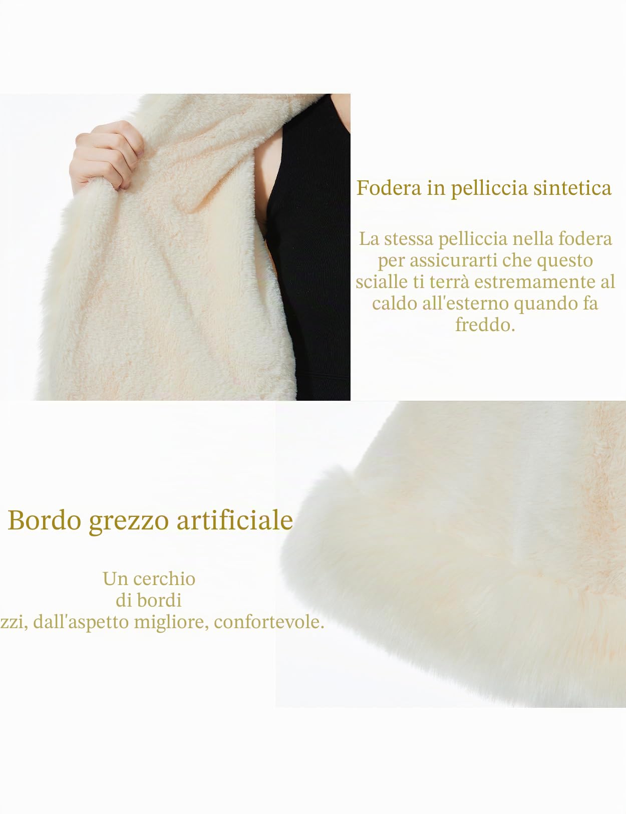 BEAUTELICATE Donna Mantello Corto con Cappuccio in Pelliccia Sintetica Stola in Pelliccia Caldo Cappotto per Matrimonio Invernale Sposa