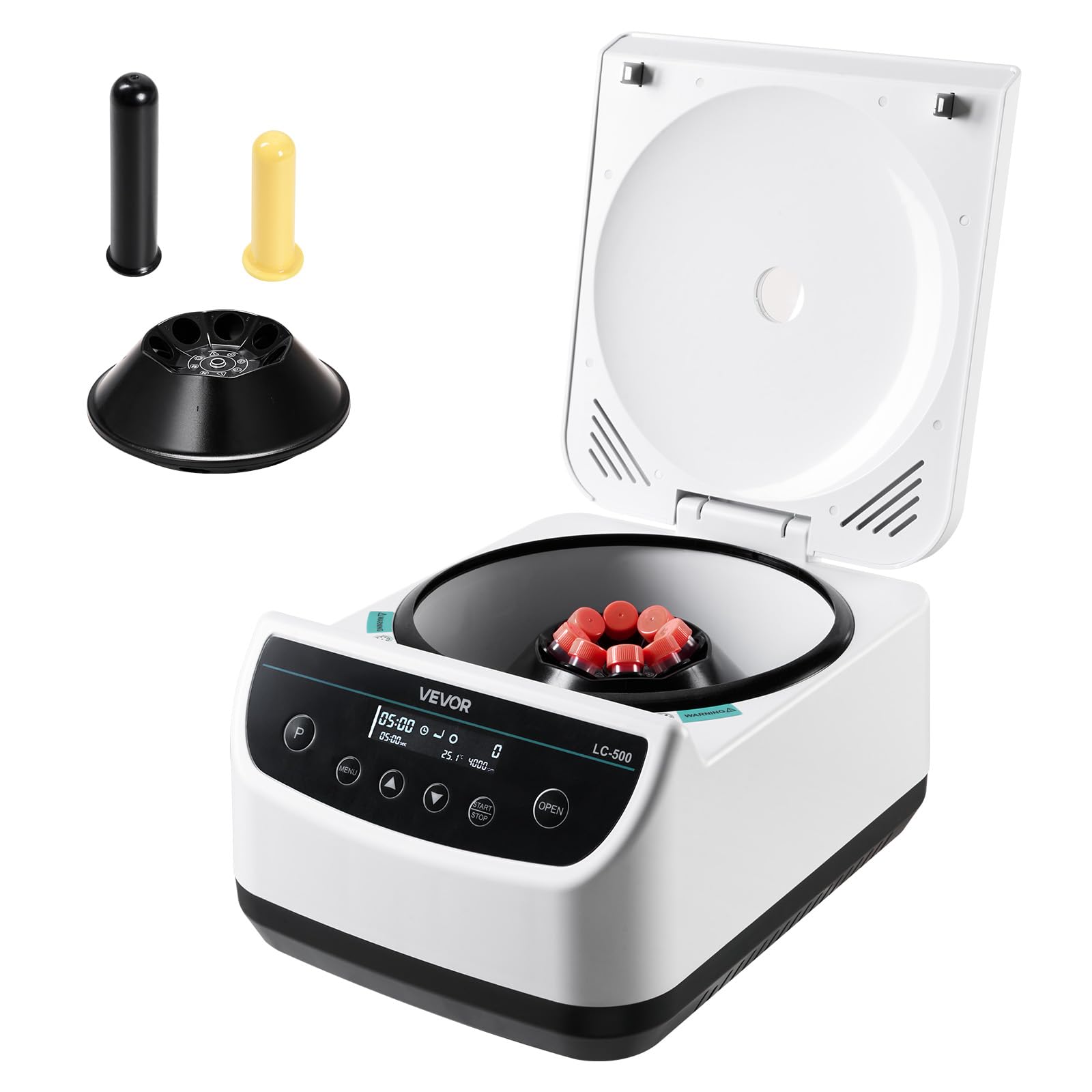 VEVOR Centrifuga da Laboratorio Elettrica 100-​1900 xg RCF con Rotore per Provette da 2/​5/​10/​15 ml, Velocità Regolabile da 500 a 4000 Giri/​min, Bassa Rumorosità per Esperimenti di Laboratorio