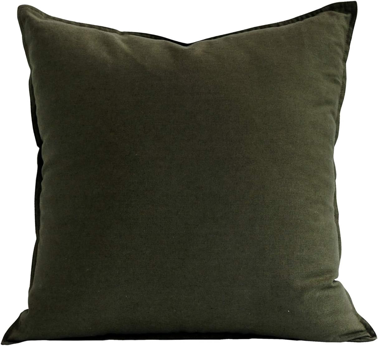 Jeanerlor Natural Cotton Linen Soft Soild Decorative Square Throw Pillow Covers Set Cushion Case for Sofa Bedroom Car24 x 24 Inch 60 x 60cm,Olive Green