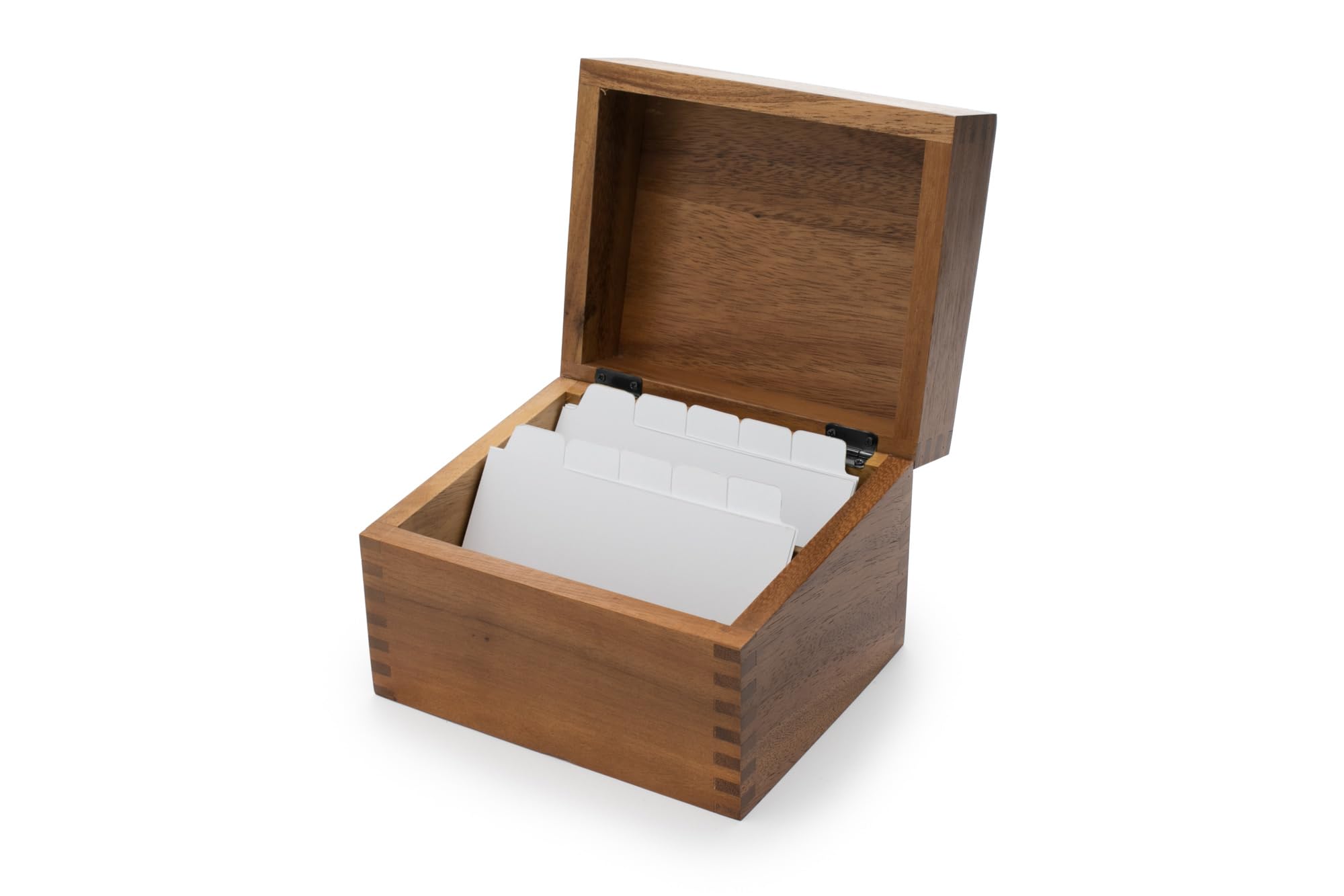 Ironwood Gourmet Acacia Wood Recipe Box with Divider Tabs, 2 Compartment, Single