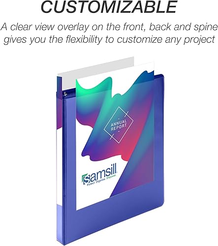 Vista 453 de Samsill Carpeta duradera de 1.5 pulgadas, fabricada en los Estados Unidos, carpeta de anillos en D, carpeta transparente personalizable, surtido