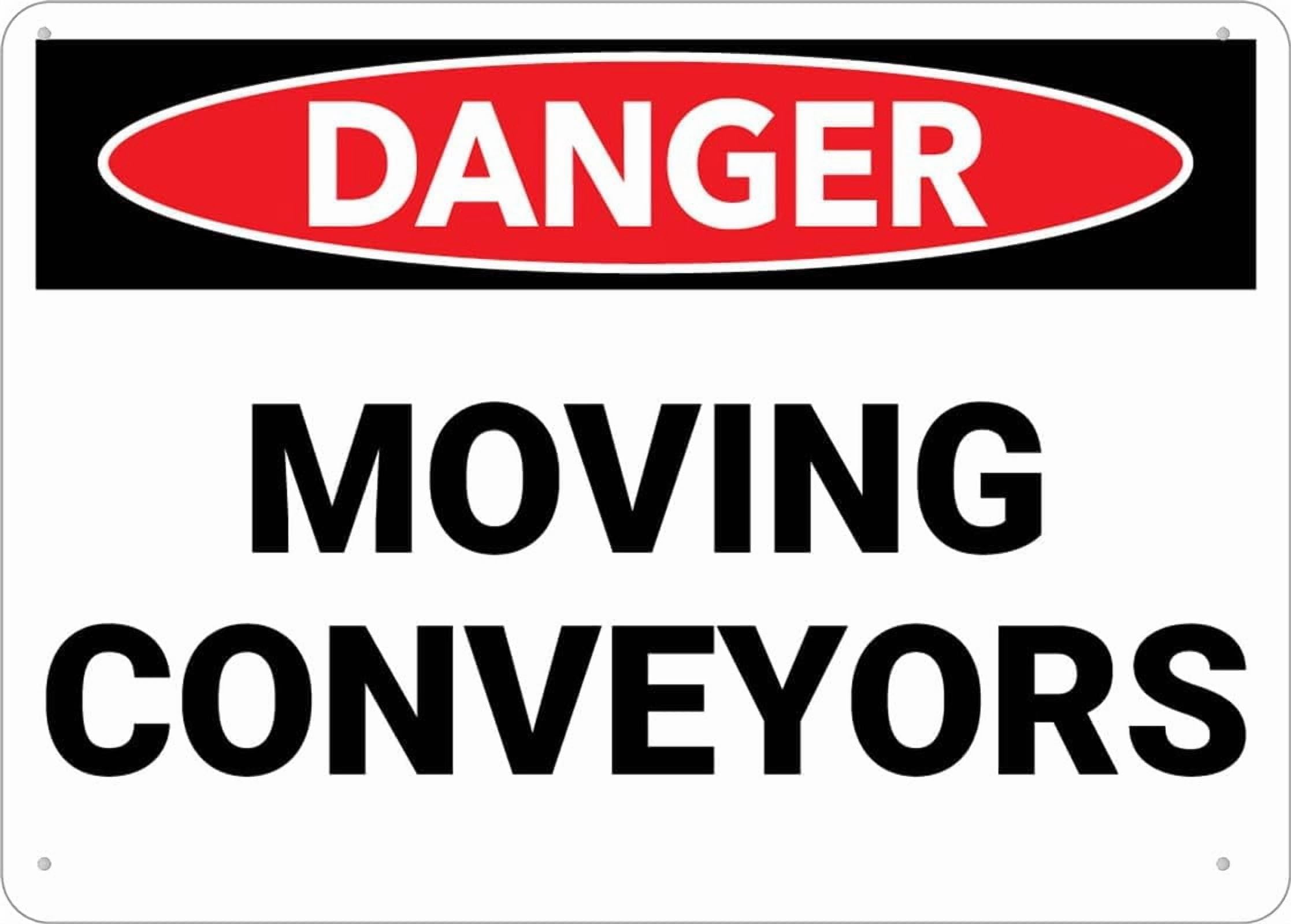 (2-Pack) Metal Tin Sign Danger Moving Conveyors Sign For Home 12X8 Inch Rust Free Aluminum,