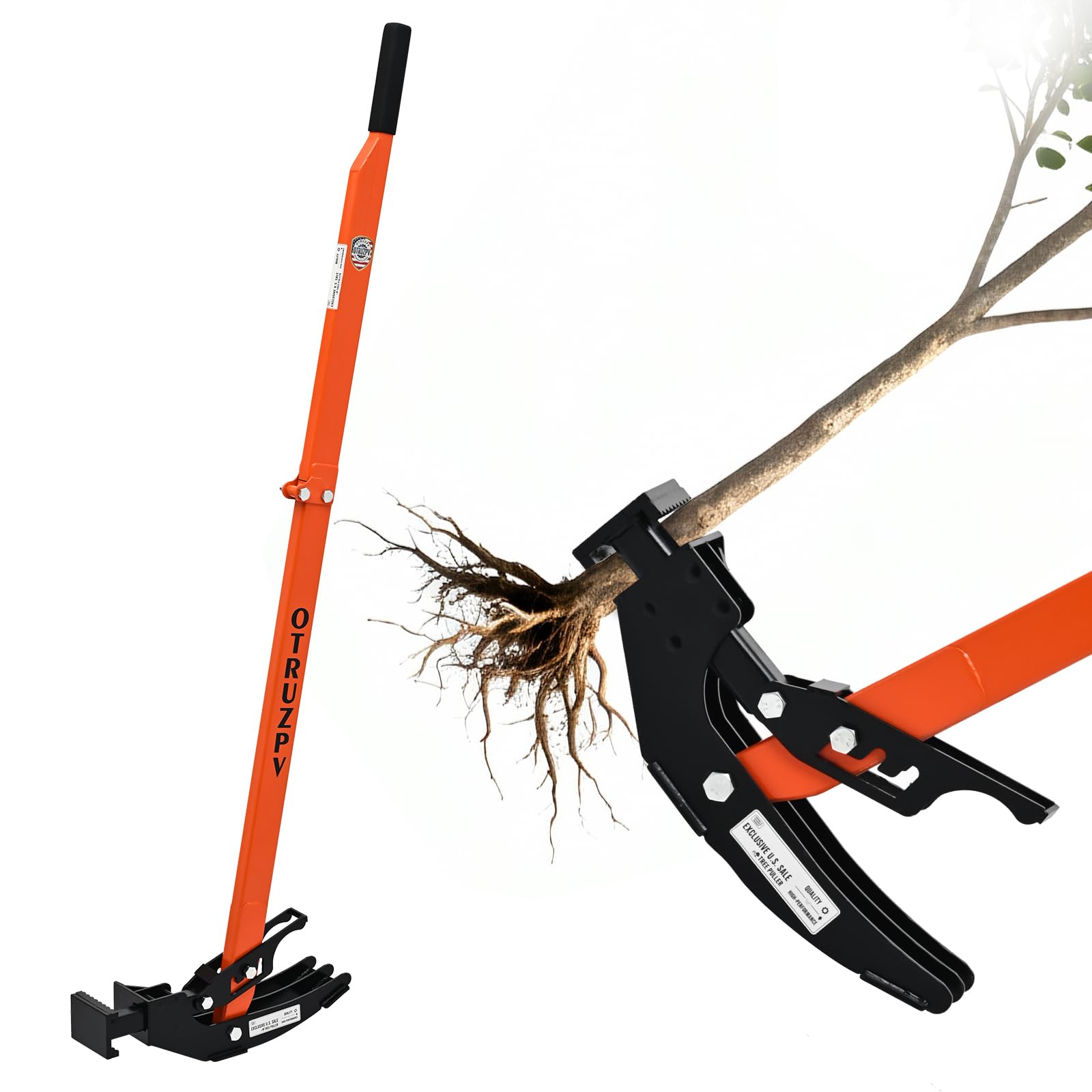 heavy-duty sapling puller tool, high-leverage tree puller for 1/4" to 2" roots, manual root remover for shrubs, vines and thorns, effort-saving weed puller for garden, farm and landscaping