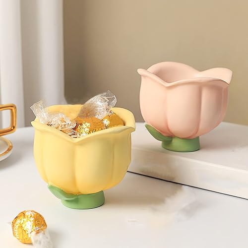 Miniatura 7 de Cuenco para llaves para entrada, bandeja organizadora de joyas, divertido cuenco decorativo para llaves, cartera, dulces, tulipanes rosa