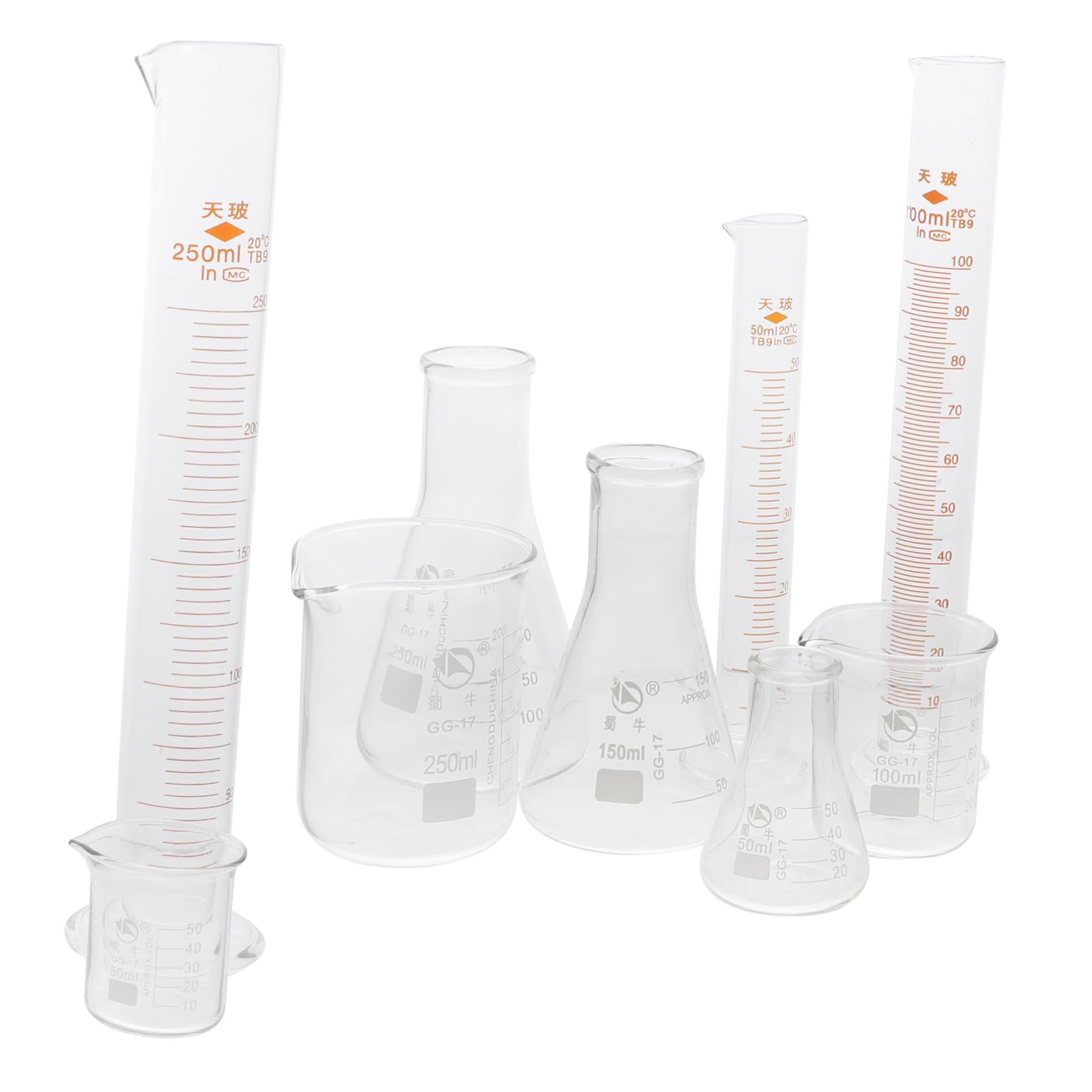 PRETYZOOM Glassware Set 9pcs Cup Sets Measuring Cups Graduated Cylinders Beakers Conical Flasks Test Tubes for Plants Accurate Measuring Student Tools