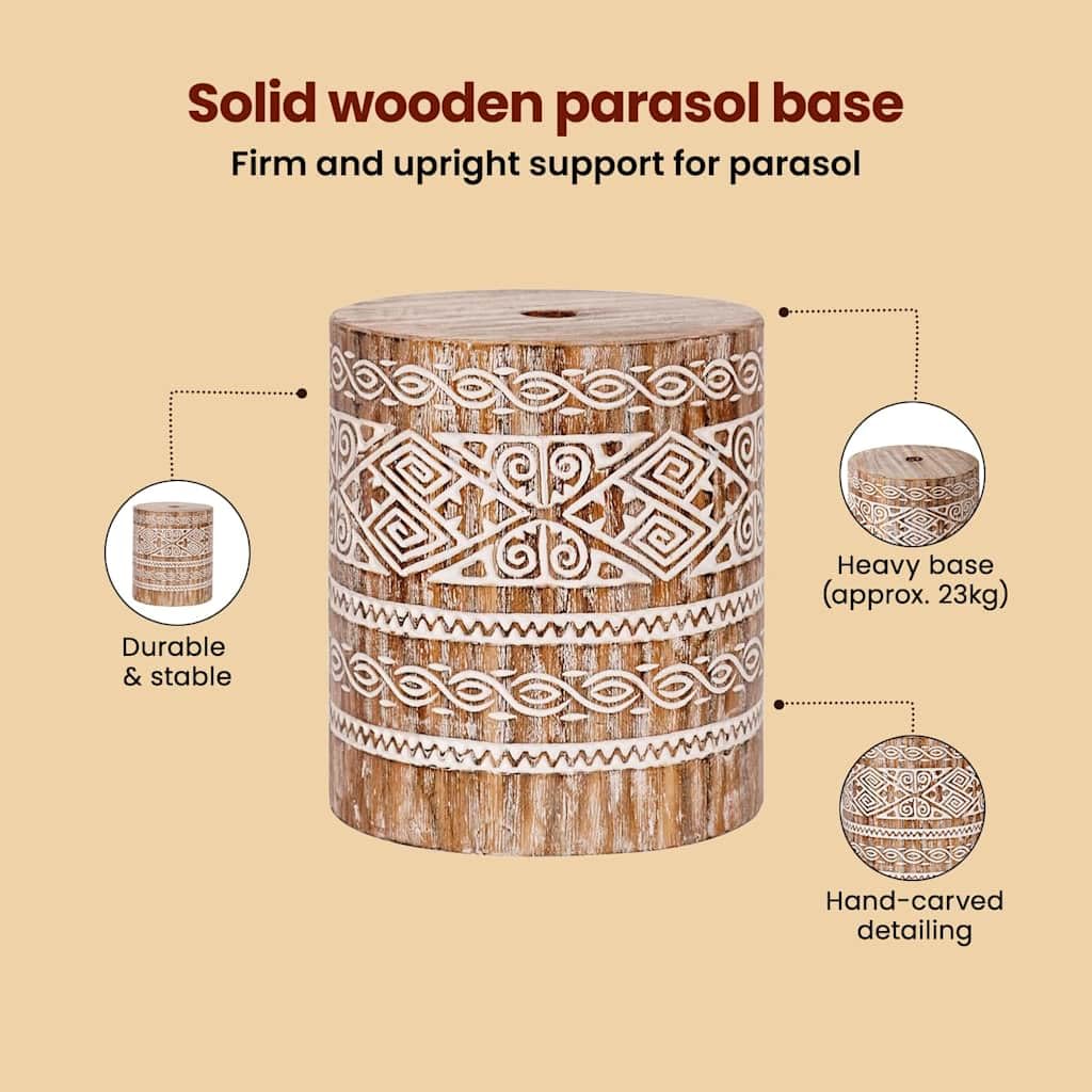 vidaXL Baliński Parasol z Bazą Niebieski 215 x 215 x 260 cm, Okrągły balijski parasol do ogrodu i na taras, cień na zewnątrz, dekoracja patio, tropikalna osłona